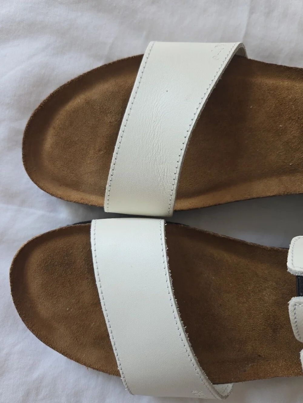 Naot Ashley White Leather Rhinestone Slide Sandals Size 42 (US 11)